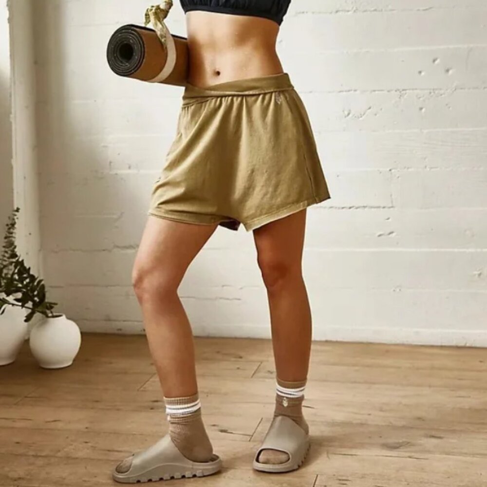 Free People Sz L Hot Shot Harem Shorts with Pockets Tobacco Slouchy Athleisure